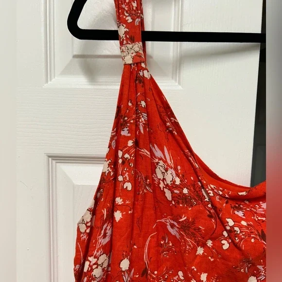 Free People All Mine One-Shoulder Mini Dress | Cherry Combo | Size L - Picture 5 of 11